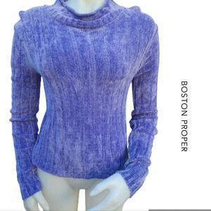 Boston Proper purplish chenille ‎ fade mock turtle neck S/P